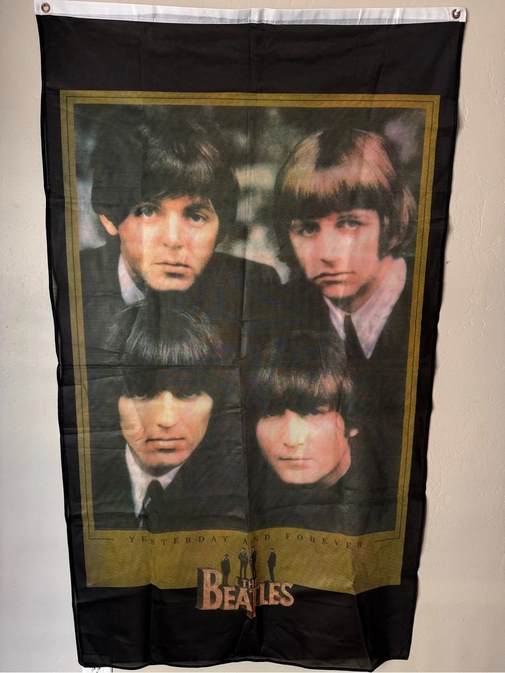 The Beatles Yesterday and Forever Black & Gold Wall Tapestry